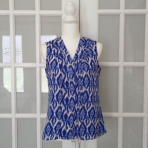 Violet & Claire Sleeveless Button Front Ikat Print Blouse